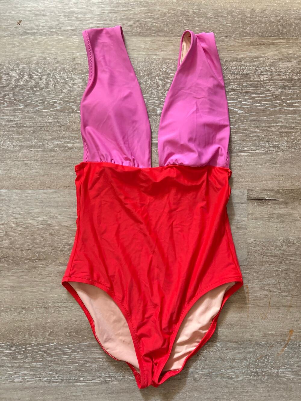 J.Crew Plunging V-Neck Colorblock One-Piece Swimsuit